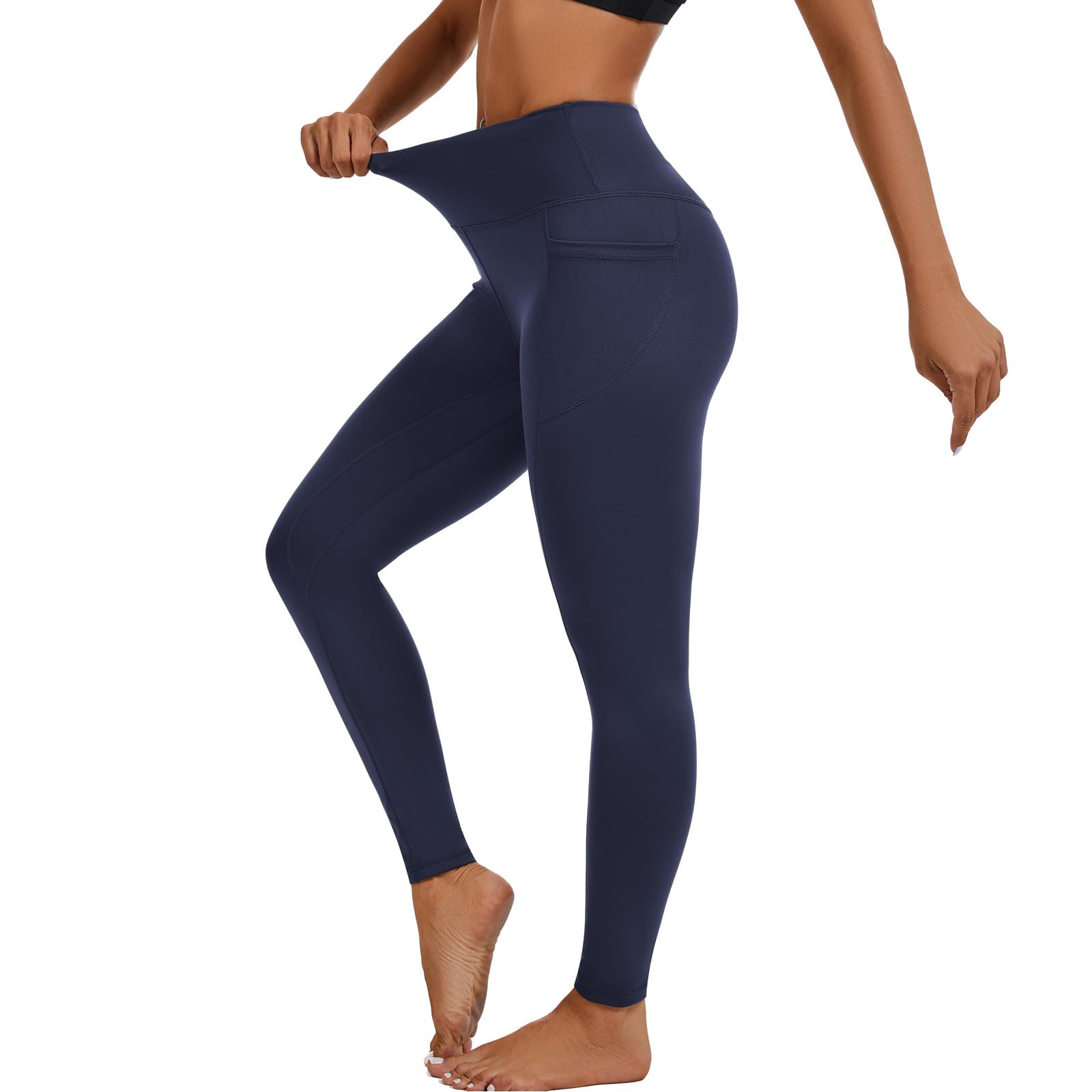 Devirld Womens Leggings with Pockets Tummy Control, High Waisted Yoga Pants Gym 