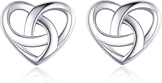 ChicSilver Celtic Earrings for Women Hypoallergenic Sterling Silver Stud Earrings, Heart/Triangle/Cross/Butterfly Knot Earrings for Women Irish Jewelry with Gift Box