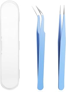 2 Pcs Sticker Tweezers, Craft Tweezers Scrapbooking Tools Precision Tweezer Blue Cute Crafting Tweezer for Stickers Lashes Electronics Scrapbooking (Blue)