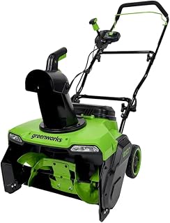 Greenworks GEN2 60V 20" Brushless Cordless Snow Blower Thrower, Led Lights&180° Adjustable Chute, 10" Clearing Depth&25ft Throw Distance, Electric Snow Removal Tool for Driveway Sidewalk (Tool Only)