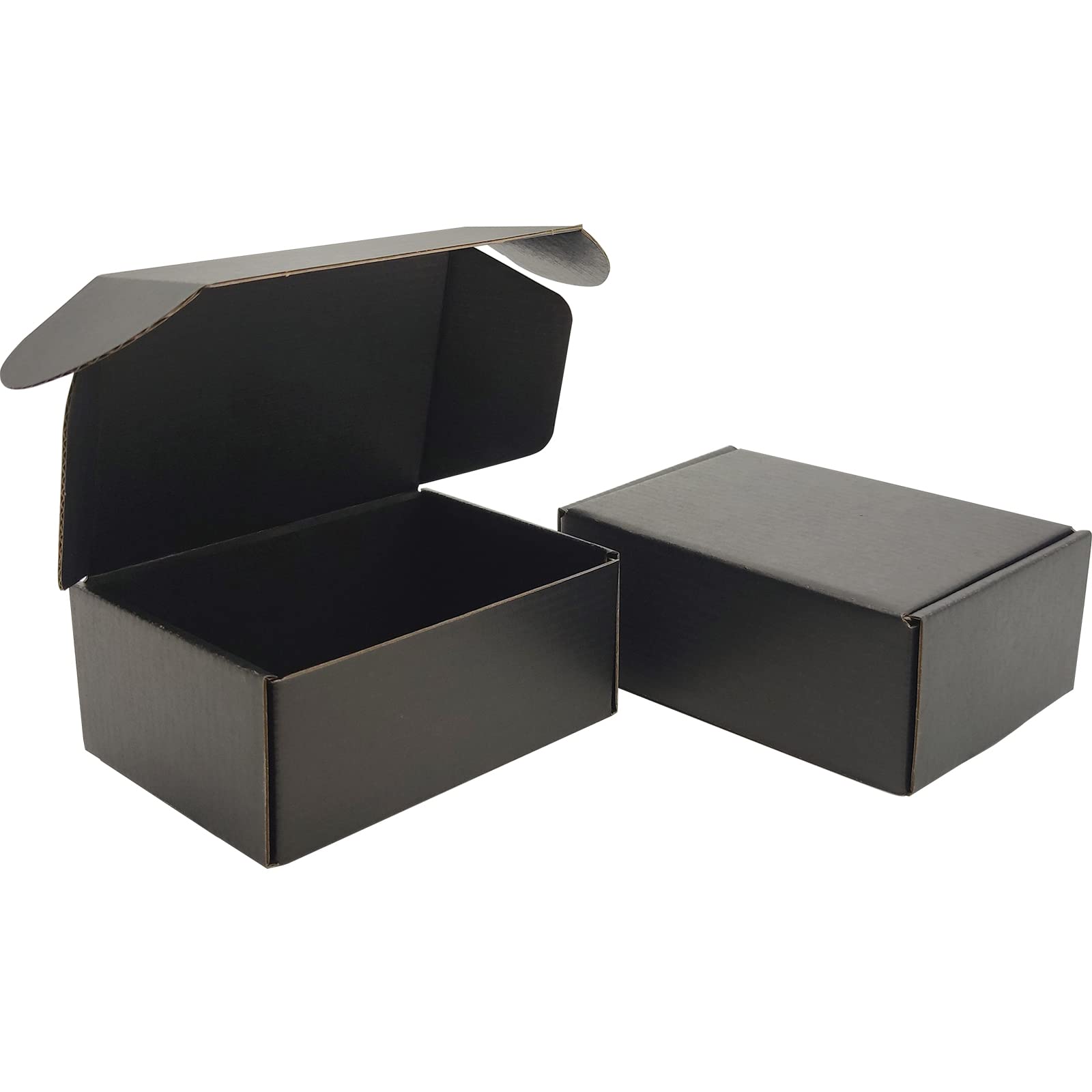 Lmuze 6x4x2 Shipping Boxes Set of 50, Black Mailer Corrugated Cardboard Box | fo