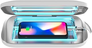 PhoneSoap Pro UV Phone Sanitizer & Fast Charger, 5-Min 360° UV-C, White | 2X UV-C Bulbs, Sanitizes in 5 Minutes, Fits Large Phones & Thick Cases, Patented, Clinically Tested