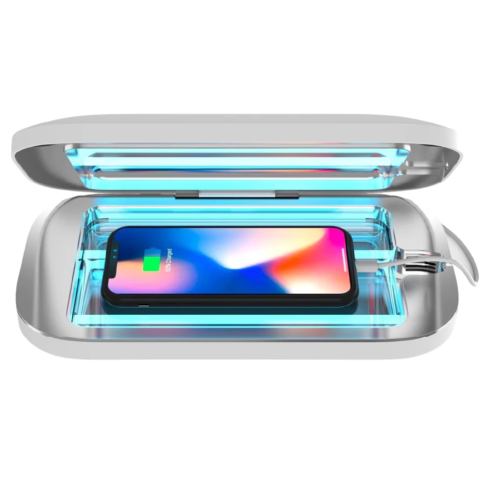 PhoneSoap Pro UV Phone Sanitizer & Fast Charger, 5-Min 360° UV-C, White | 2X UV-