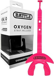 Battle Oxygen Lip Protector Mouth Guard with Connected Strap, Football and Sports Gear, Maximum Oxygen Supply, Mouthpiece Fits With or Without Braces - One Size, Pink