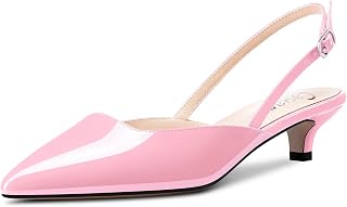 Castamere Women's Stockings Kitten Heel Heel Pointed Toe Sandals Slip-On Slingback Pumps Wedding Party Dress 3.5 CM Heels