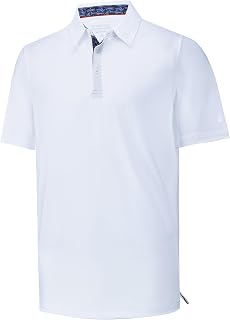 Mens Polo Shirts Short Sleeve Casual Solid Stylish Dry Fit Performance Collared Golf Polo Shirts for Men