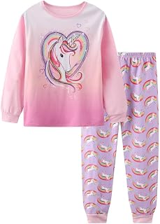 LitBud Christmas Pajamas Little Girls 100% Cotton Giraffe Sleepwear Pyjamas Long Sleeve pjs Set for Kids Size 1 to 7 Years Pink