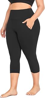 MOREFEEL Capri Plus Size Leggings for Women with Pockets XL-4XL Balck Pants