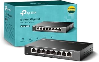 TP-Link TL-SG108S, 8 Port Gigabit Ethernet Network Switch, Ethernet Splitter, Hub, Desktop and Wall-Mounting, Sturdy Metal, Fanless, Plug and Play, Energy-Saving