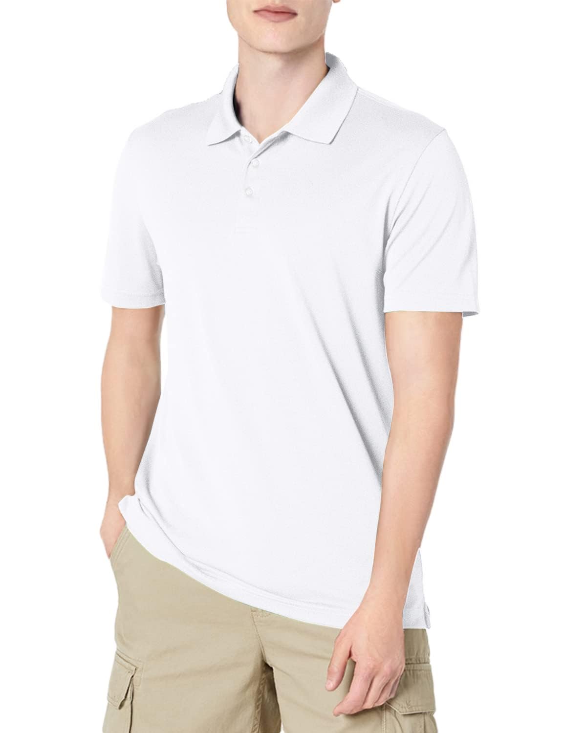 Amazon Essentials Men's Moisture Wicking Golf Polo Shirt, Short Sleeve, Slim-Fit
