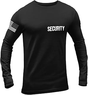 NYC FACTORY Men's Long Sleeve Security T-Shirt Screen Print Front and Back Tee