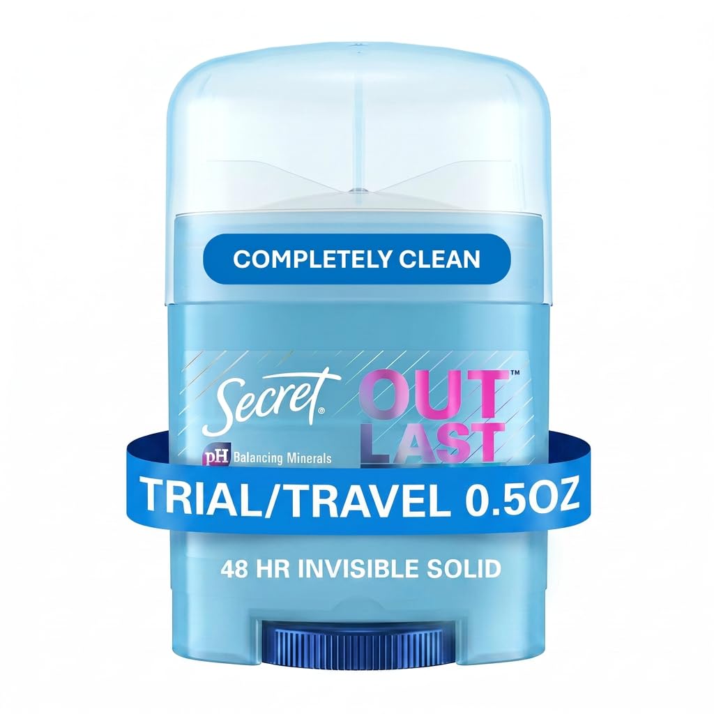 Secret Antiperspirant Deodorant for Women, Completely Clean Scent, 0.5 oz | 72HR
