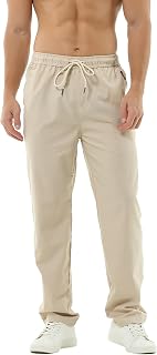 HOEREV Men's Casual Linen Trousers
