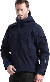 FREE SOLDIER Men's Softshell Jacket Military Softshell Jackets Outdoor Fleece Lining Windproof Waterproof Hooded Tactical Jackets Warm Multi Pockets for Hunting Hiking Men