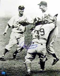 Brooklyn Dodgers 1955 World Series Celebration photo autographed by Johnny Podres MVP 11x14
