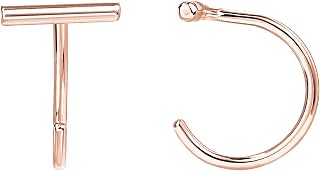 PAVOI Small Half Hoop Earrings, 14K Gold Plated Backless Earrings for Women
