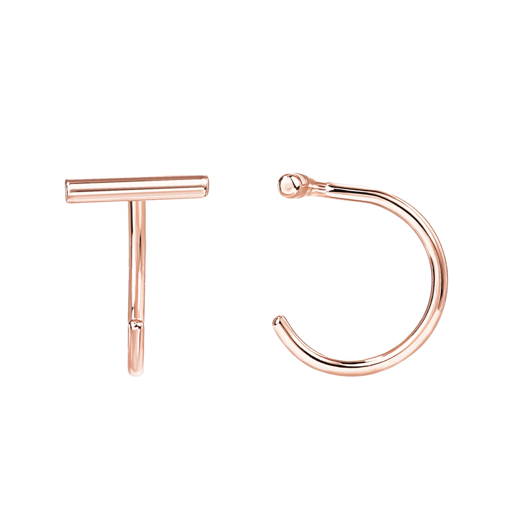 PAVOI Small Half Hoop Earrings, 14K Gold Plated Backless Earrings for Women
