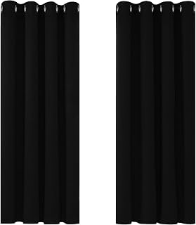 Deconovo Blackout Curtains Bedroom Thermal Black Curtains 46"x 54" 1 Pair | Black out Curtains for Living Room,Heat Blocking Black Curtains Blackout,Thermal Curtains,Energy Efficient,Home/Room Decor