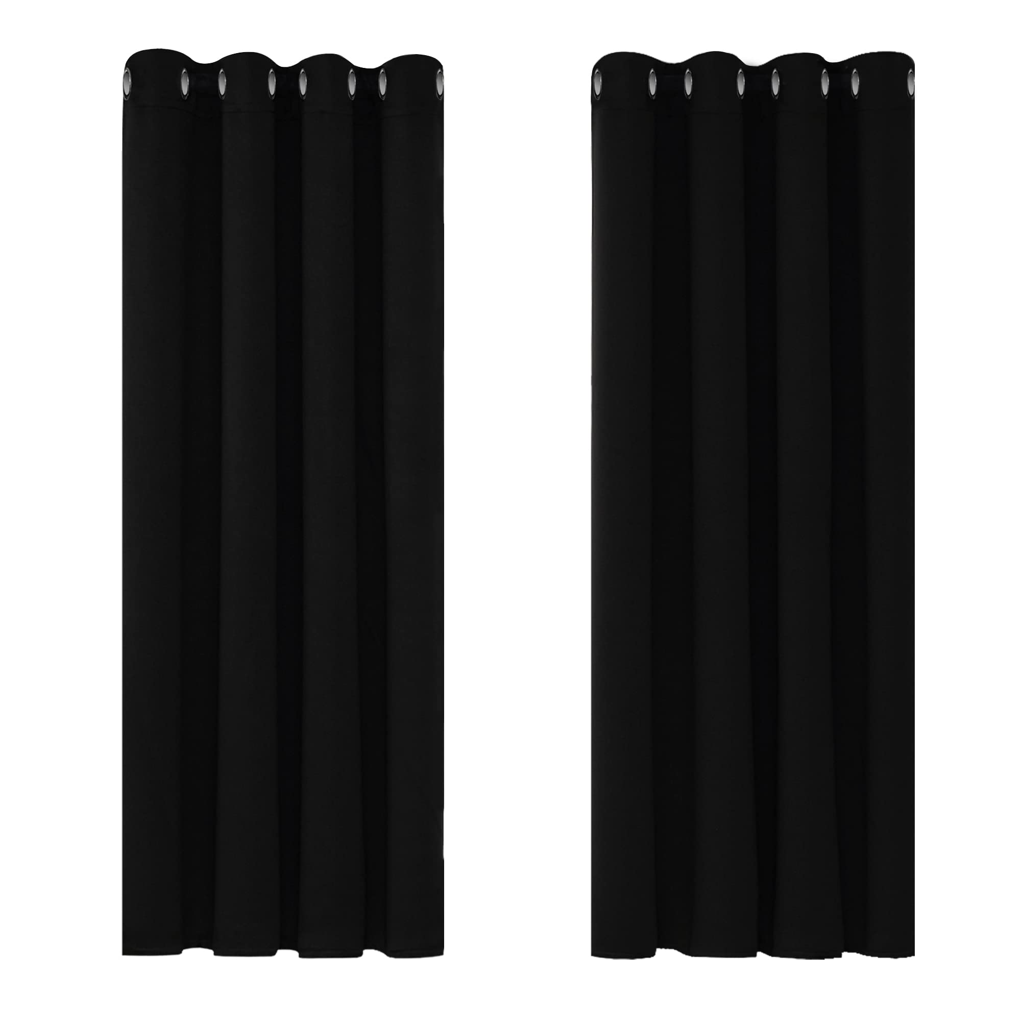 Deconovo Blackout Curtains Bedroom Thermal Black Curtains 46"x 54" 1 Pair | Blac