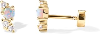 PAVOI Dainty Flat Back Earrings for Women, 14K Gold Plated CZ Stud Piercing