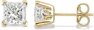 Lab Grown Diamond Square Push Back Stud Earrings 14K Gold