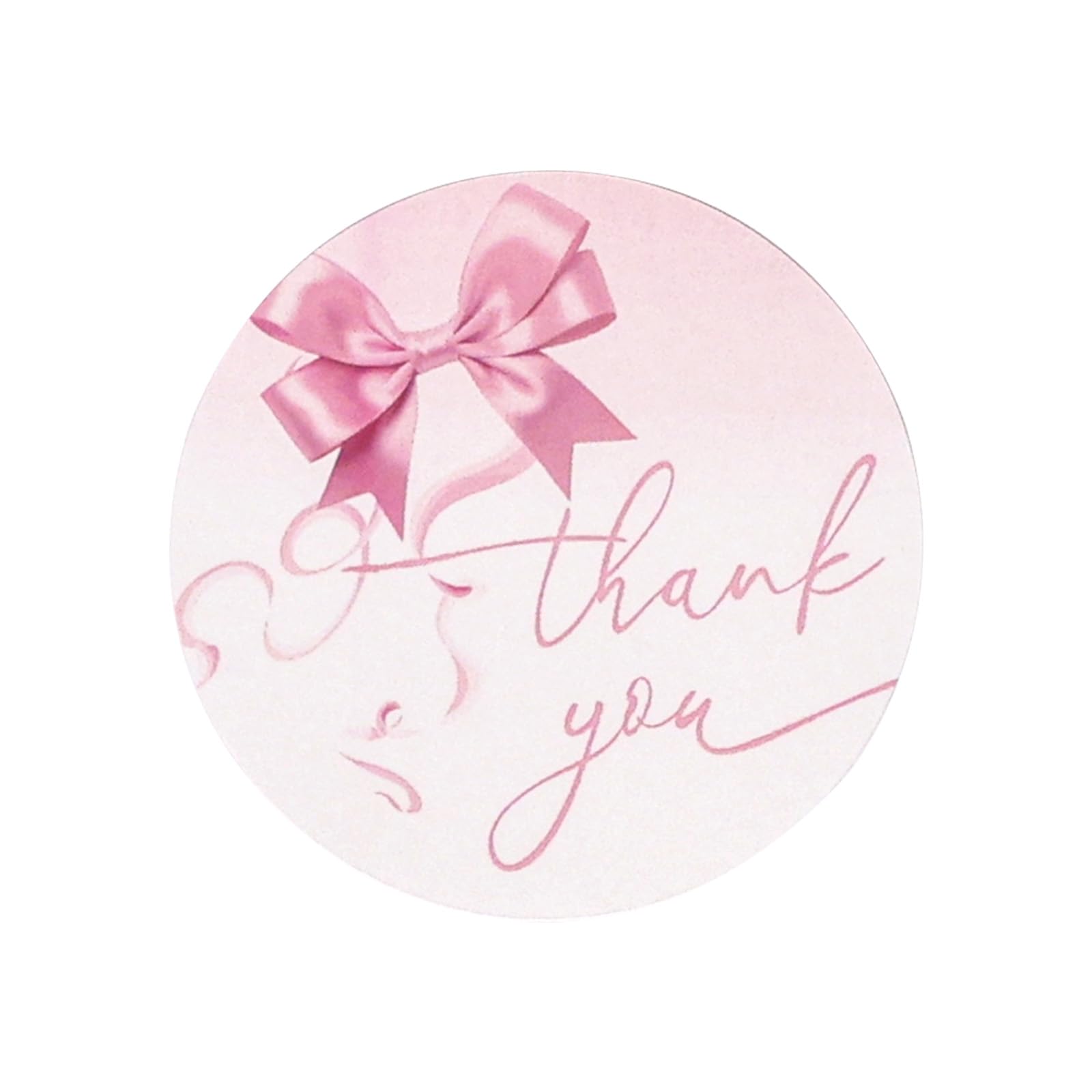120pcs Pink Ribbon Thank You Stickers 2" Self Adhesive Bowknot Seal Stickers Rou