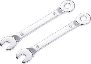 2 Pcs 6 Point Offset End Combination Spanner with Angled Open End Slim Carbon Steel Chrome Mirror Metric for Home Repairs 5mm