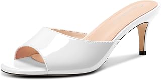 Castamere Women's Round Open Toe Kittens Heel Slippers Fashion Shoes Sandals Party Dance Dress Slip-on Sandals 6.5 cm Heels