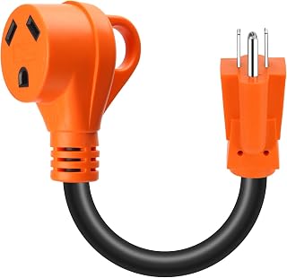 TIPHOPE 15A to 30A RV Plug Adapter,12 Inch Heavy Duty NEMA 5-15P Male to TT-30R Female RV Power Adapter Cord with Grip Handle,125V/1875W Dogbone Electrical Adapter for RV Camper Bus Trailer