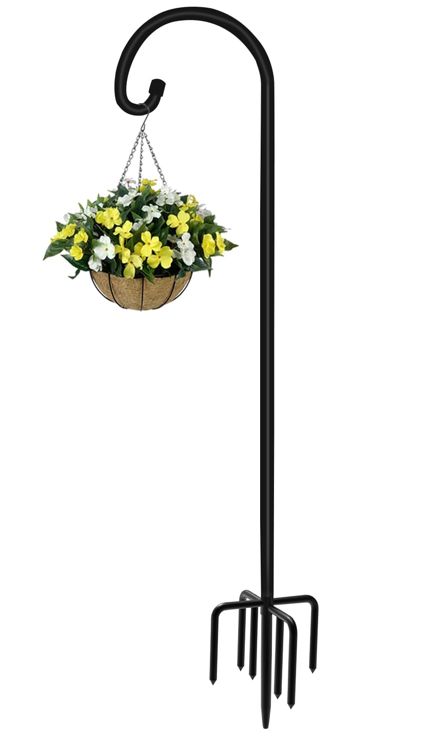 Artigarden 108 inch Outdoor Shepherd Hook with 7 Prong Base (1 Pack), Adjustable
