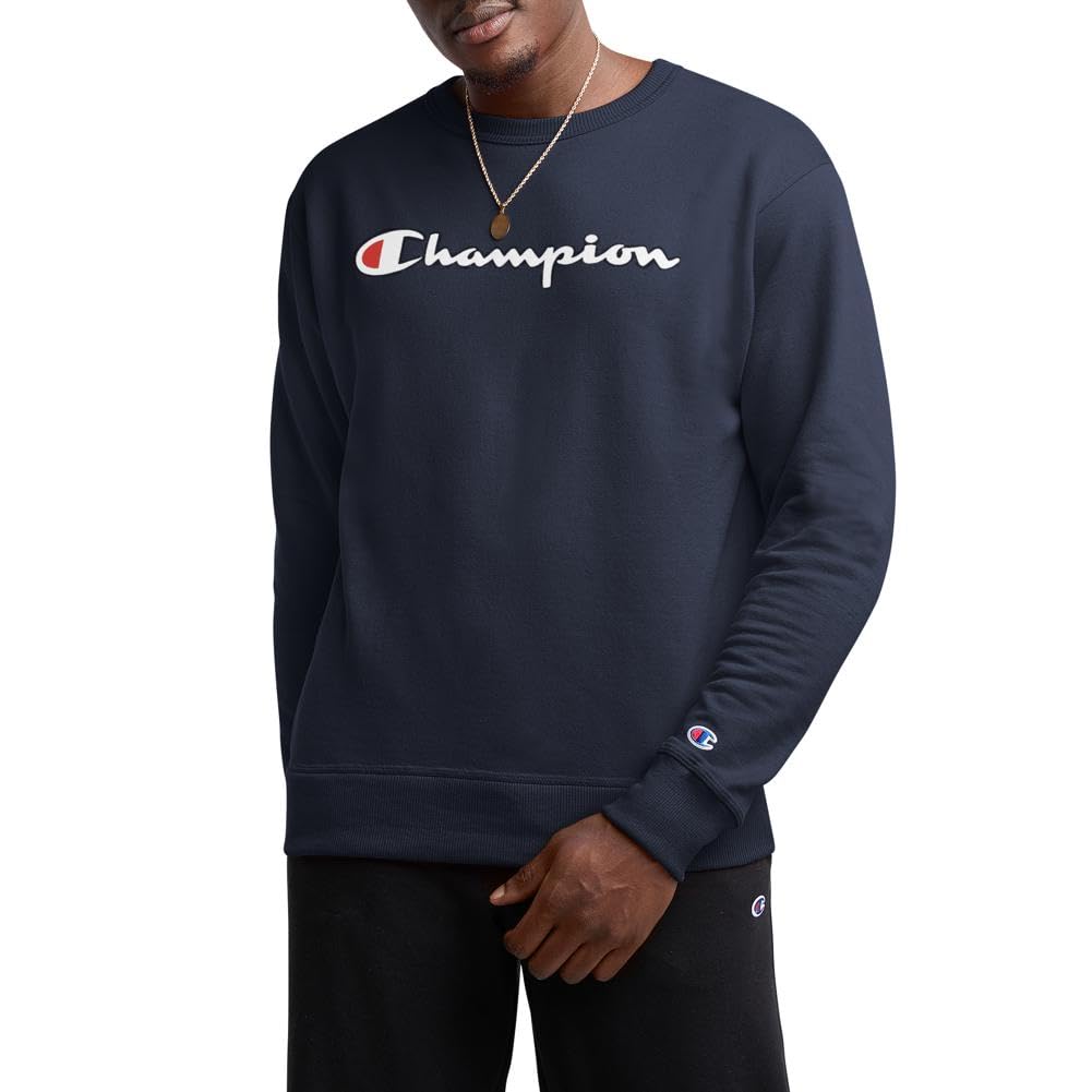 Champion Large and Tall Powerblend Graphic Crew Men's Script Logo Tracksuit Top 