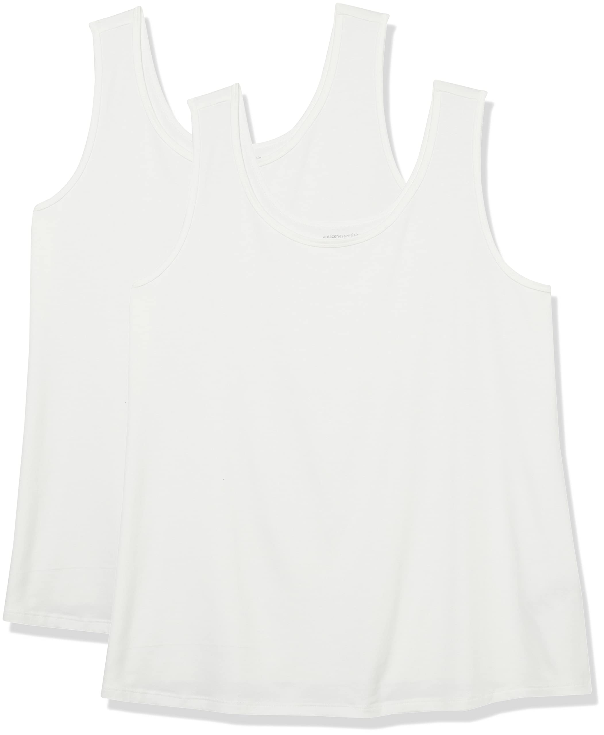 Amazon Essentials Women's Plus Size Slim Fit Scoop Neck Tank Top, Pack of 2