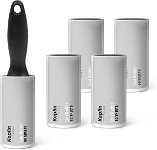KEPLIN Lint Roller, Pet Hair Remover, 5 Sticky Refill Heads, 300 Sheets