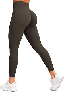 Sunzfly Invisible Butt Scrunch Workout Leggings with Pockets for Women, No Front Seam Gym Yoga Pants with Tummy Control