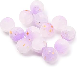 50pcs 8mm Round Frosted Crackle Glass Spacer Beads Two-Tone Loose Beads with Glitter Powder for DIY Jewelry Making Earring Bracelet Necklace Medium Orchid