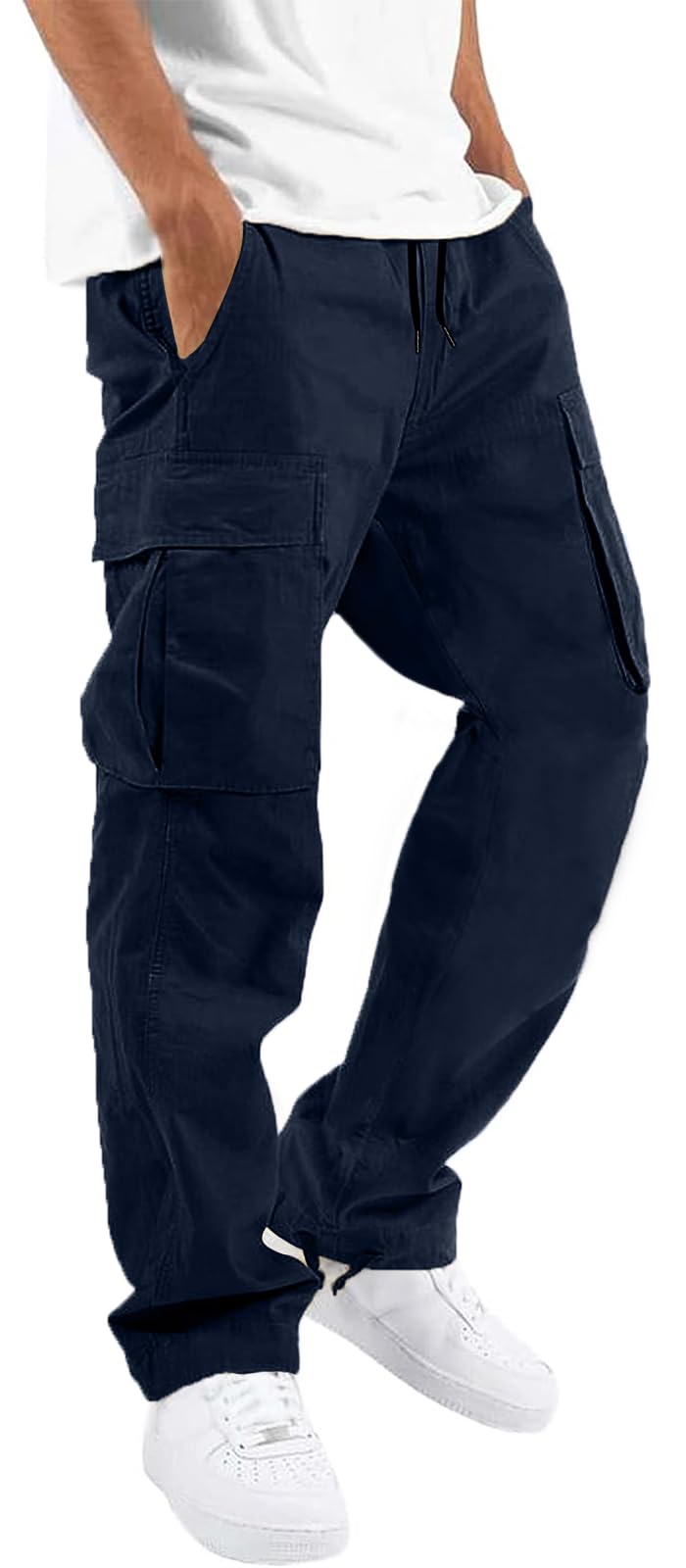 HUNGSON Mens Cargo Pants Drawstring Casual Hiking Pants Joggers Athletic Trouser