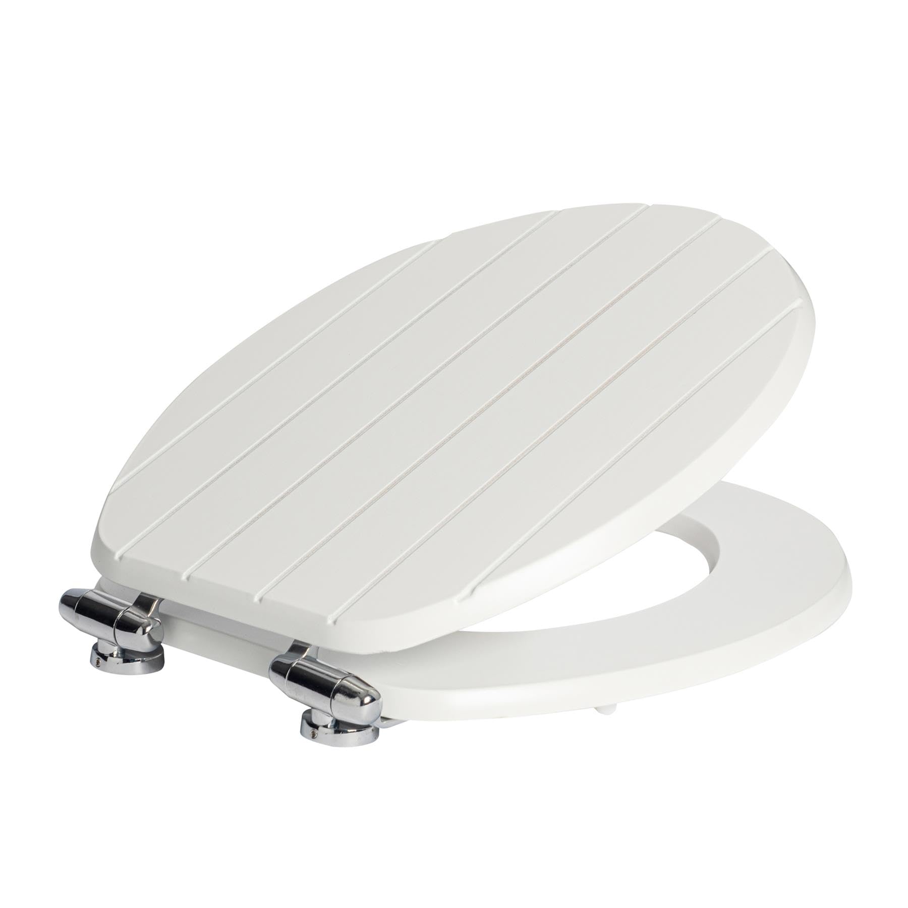 Harbour Housewares Soft Close Wooden Toilet Seat - White - Pack of 1 | Oval-Shap