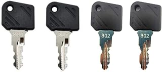 BODYA 4Pcs Ignition Switch Keys Excavator Keys for Komatsu Linde Forklift E16 L12 Ignition Key Truck Model 801 802 Keys, Excavator Heavy Equipment Black