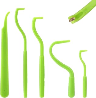 5pcs Dust Mite Remover Tool Kit, 4 Sizes Safe and Easy Remover Tool Plastic Painless Mite Puller Twister Tweezers for Human Dog Cat Horse (Green)