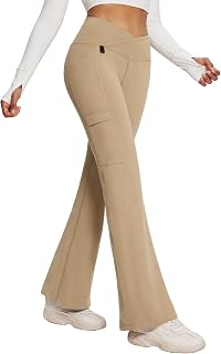 baleaf Fleece Lined Trousers Womens Thermal Flared Leggings Water Resistant Pants with Zip Pockets Winter Walking Hiking