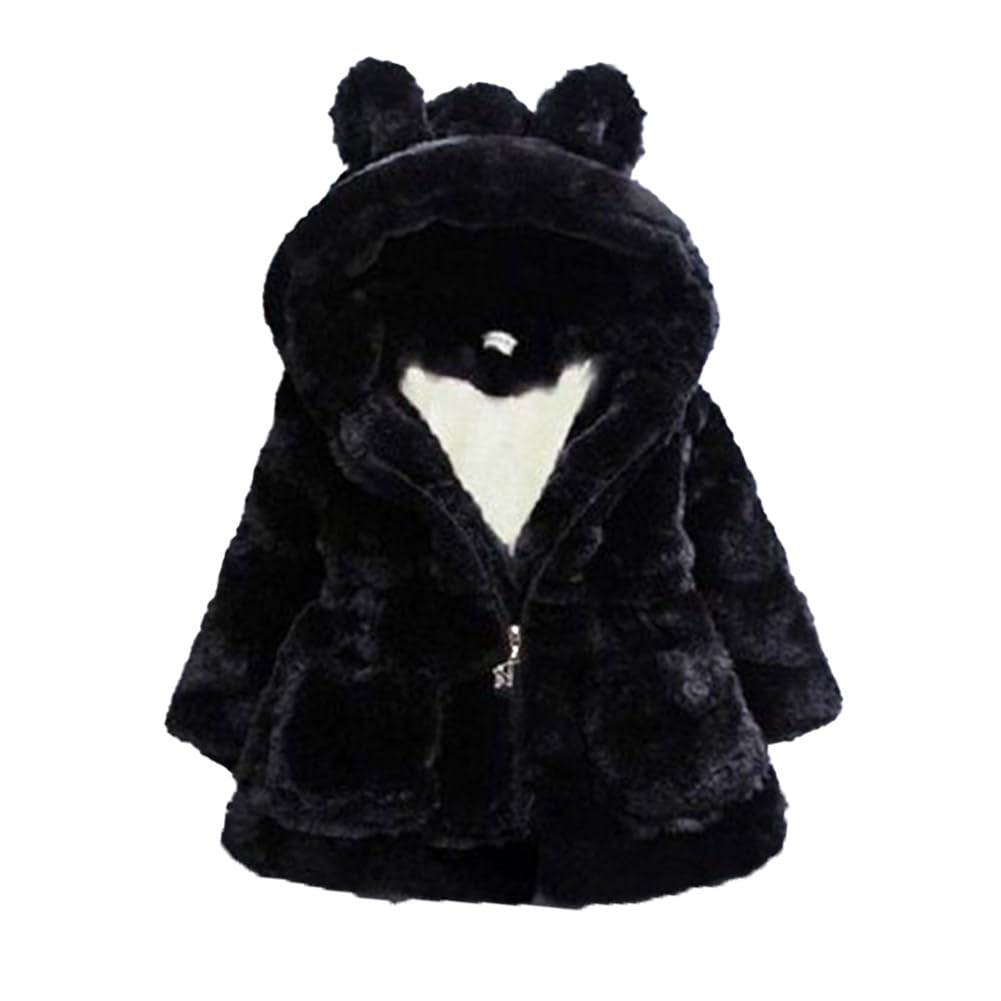 AiWMGL Girls Winter Faux Fur Hooded Coat for Kids