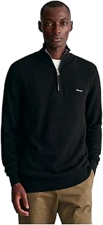 GANT Cotton Pique Halfzip Men's Sweater, Black ( Black ), L