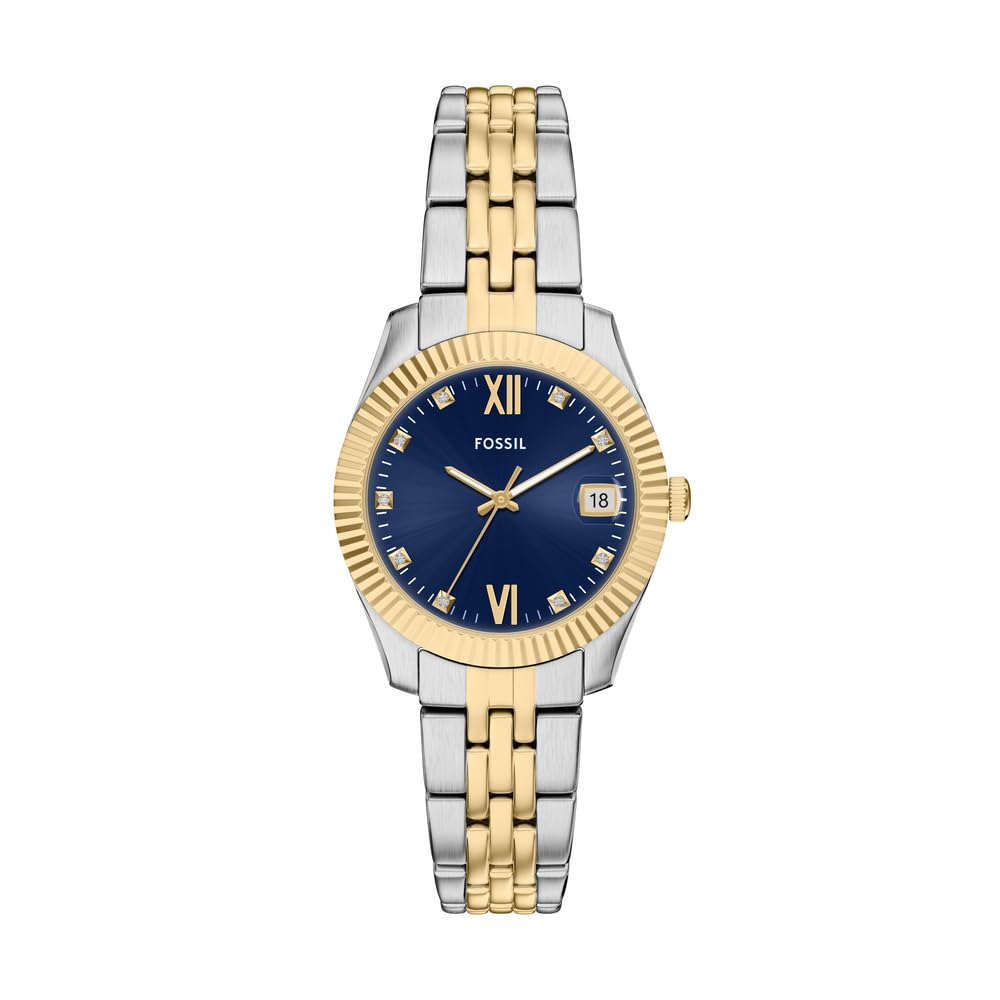 Fossil Scarlette Watch for Women, 32mm Quartz Three Hand Date Movement with Stai
