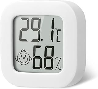 flintronic 1pc Room Thermometer Hygrometer Indoor, Mini Digital Temperature Humidity Meter Gauge, Accurate Hygrometer with Clear LCD Display and Face Icons for Home Baby,Office,Garden(with Battery)