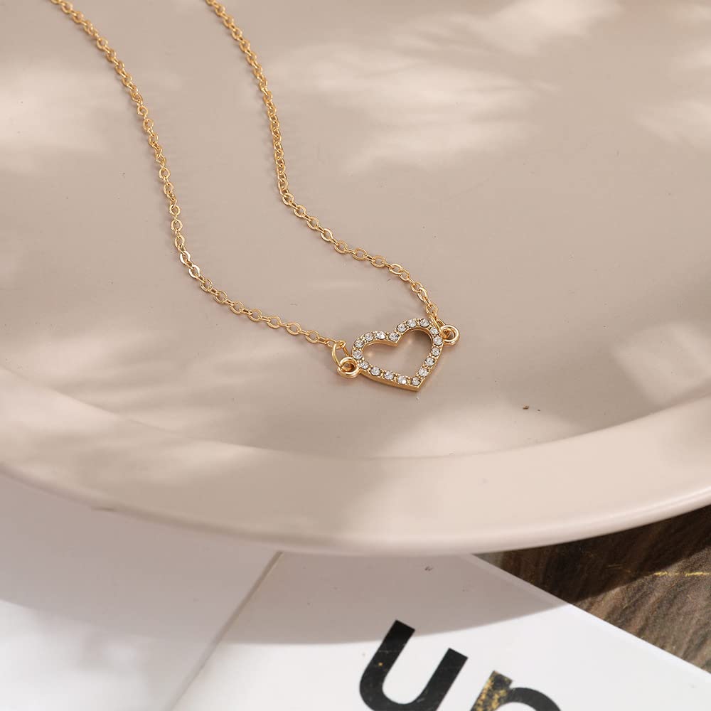 Gold and Silver Heart Pendant Choker Necklace Jewelry for Women
