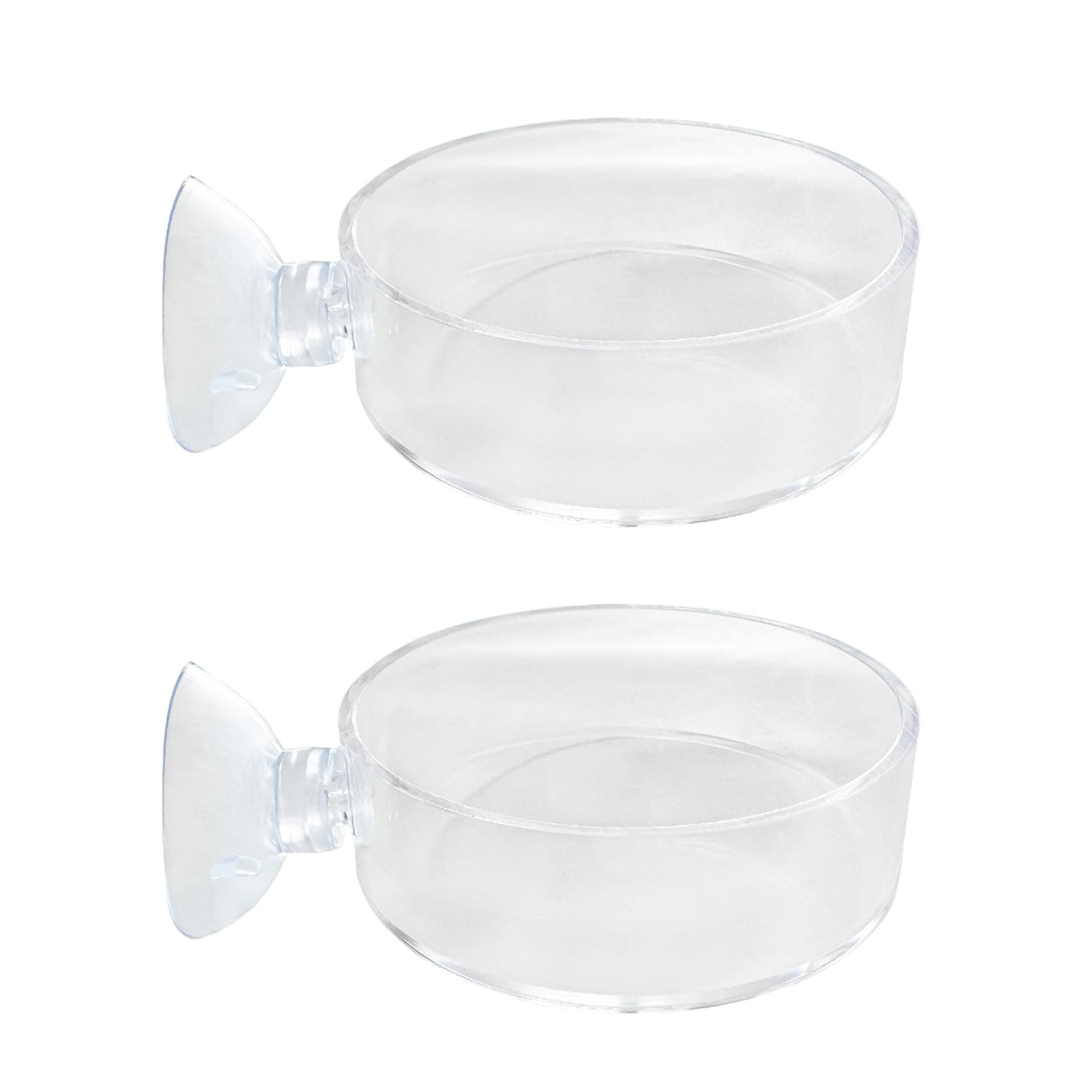 2Pcs Fish Tank Feeder Dish with Suction Cup,Acrylic Aquarium Shrimp Glass Feedin