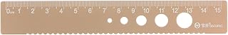 Generic Straight Ruler 15cm Metric Aluminum Alloy Ruler Wave Edge Hollow Circle Measuring Tool for Study Classroom Office Wood Brown