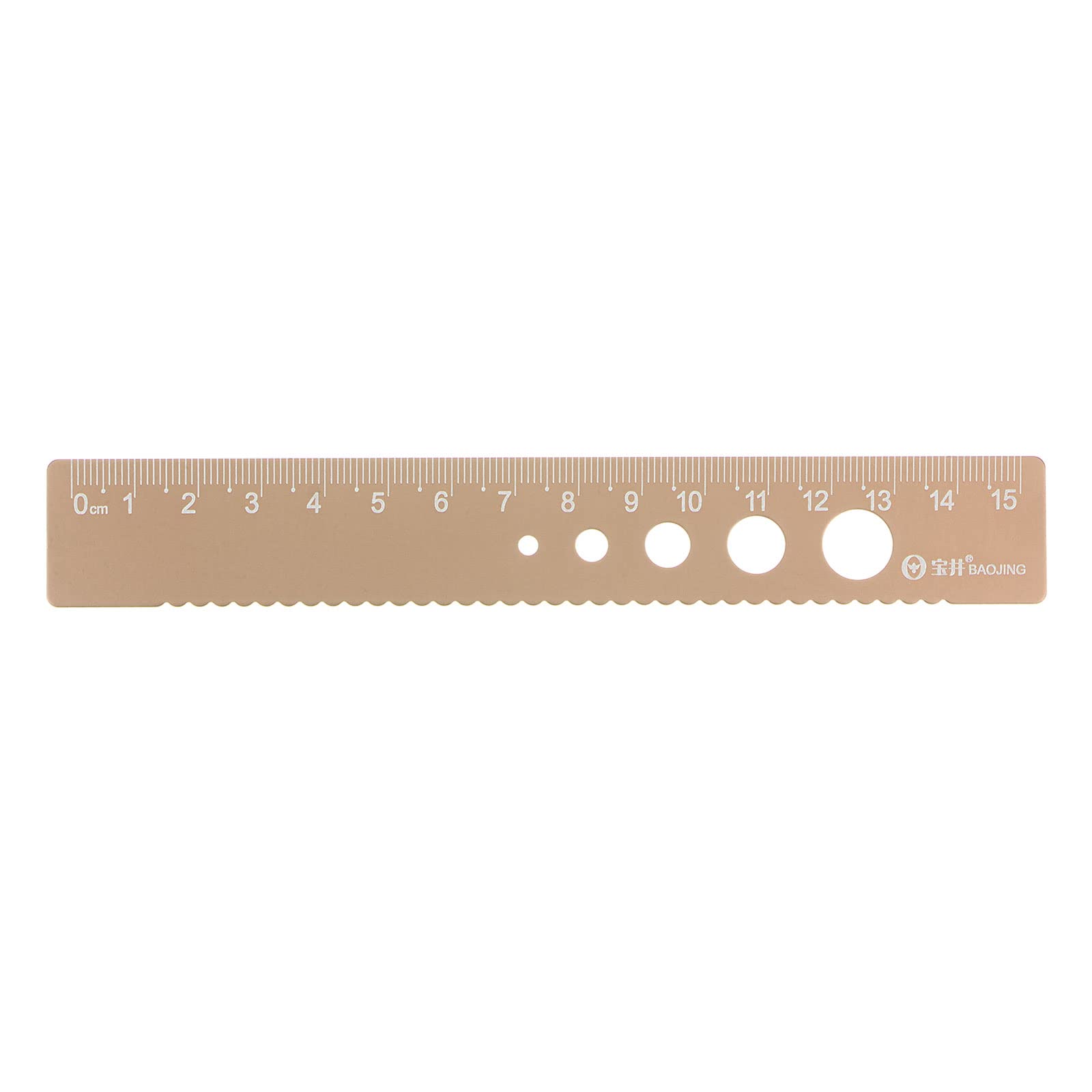 Generic Straight Ruler 15cm Metric Aluminum Alloy Ruler Wave Edge Hollow Circle 