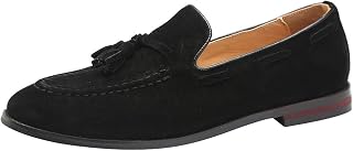 rismart Men's Handmade Tassels Suede Loafers Slip on Formal Loafers Shoes
