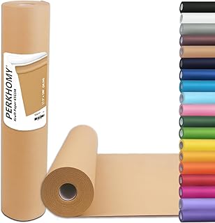PerkHomy Brown Kraft Paper Roll 17.5" x 1,200" (100') for Gift Wrapping Bulletin Board Craft Art Bouquet Flower Packing Valentines Easel Moving Shipping Floor Poster Covering Table 70GSM 50LB